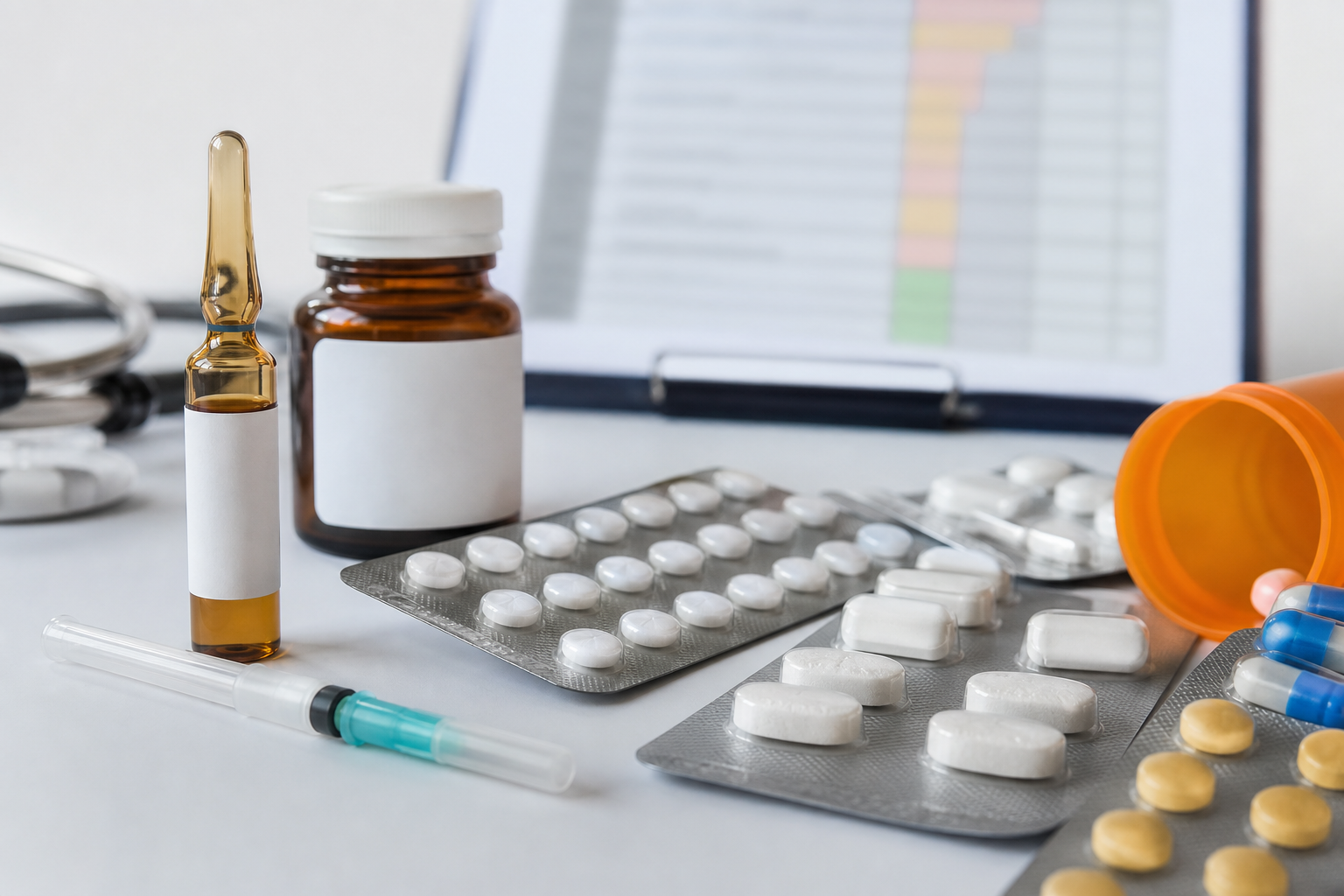 Medication vials and tablets representing delirium risk